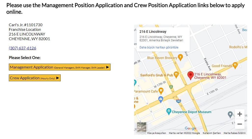 Management Position Application and Crew Position Application links
