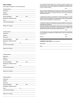 Chicken Express Employment Application PDF Page 2