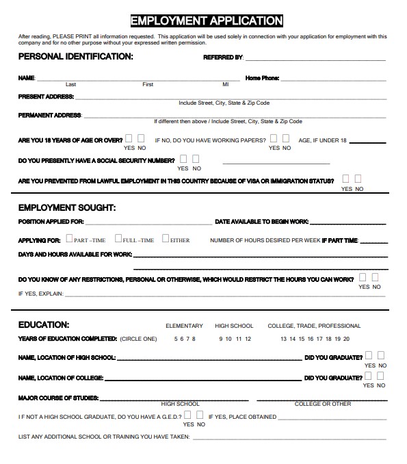 Giant Food Stores Employment Application PDF Page 1