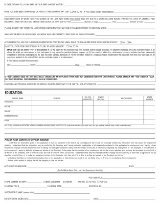 In n Out Burger Job Application PDF Page 2