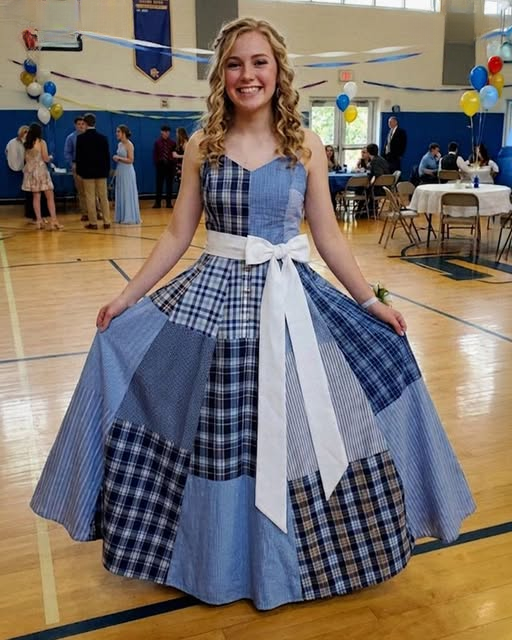 She Created a Prom Dress from Her Father’s Old Shirts — What Happened Next Left the Entire School Speechless