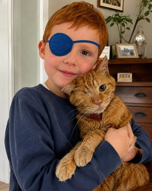 My Son Brought Home a One-Eyed Ginger Cat Because He Said They “Matched” — But What We Found Hidden Inside the Collar Changed Our Lives Forever