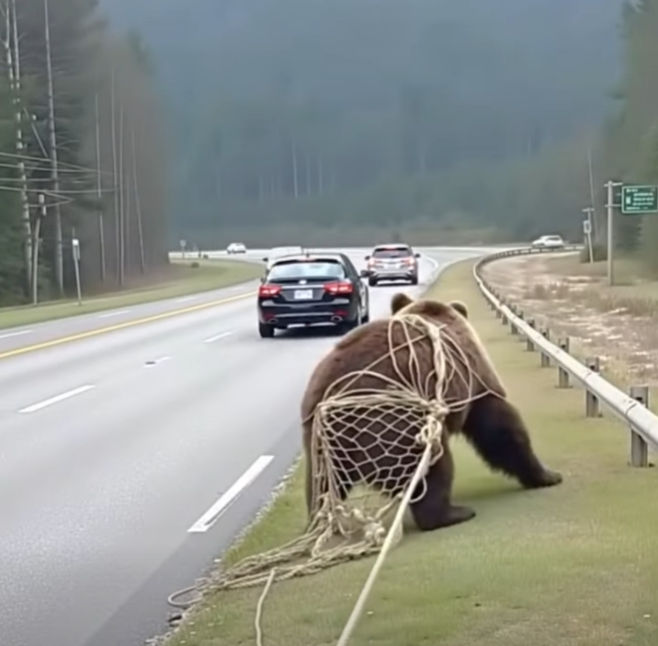 Driver Stops to Help an Injured Bear on the Highway — What Happened Next Left Him Completely Speechless