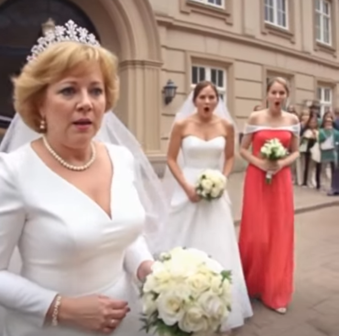 She Arrived at Her Daughter’s Wedding Wearing a Full Bridal Gown — But the Bride Had Already Prepared the Perfect Response Nobody Saw Coming